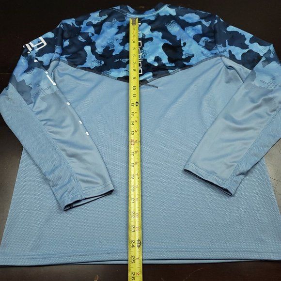 HUK‎ Mens S Performance Fishing Shirt Angler Small Blue Camo Long Sleeve Mesh - Picture 10 of 10